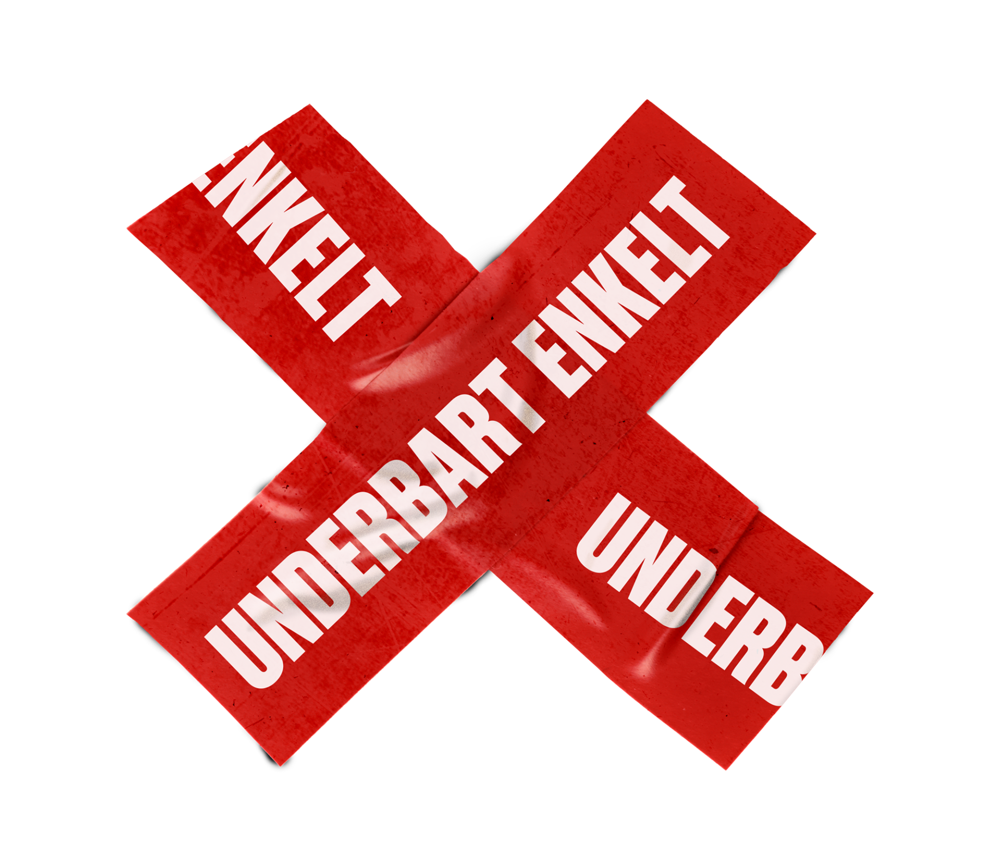 Logo för kampanjen Underbart enkelt.: två bitar rött tejp i kors, med texten Underbart enkelt.